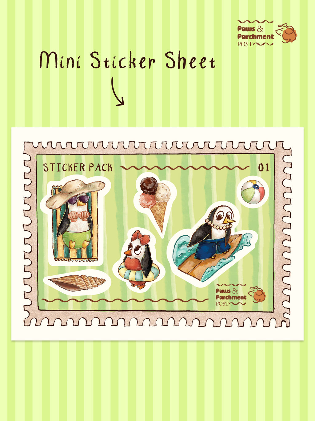 Paws & Parchment Post August Stickers